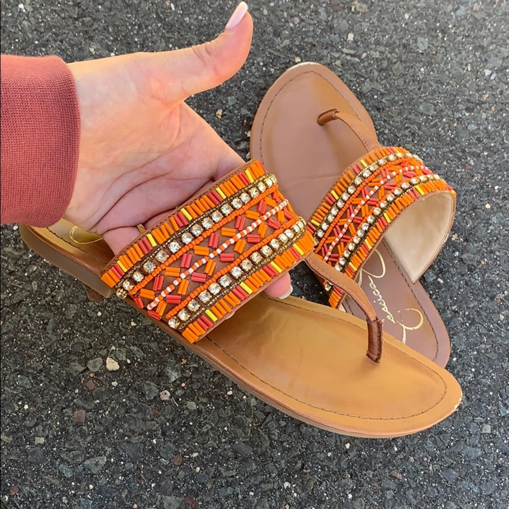 Jessica Simpson beaded flip flops